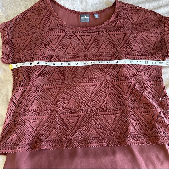 Soho Jeans Mauve Knit Women's Sleeveless Crochet 2 Layer Top - Picture 5 of 7